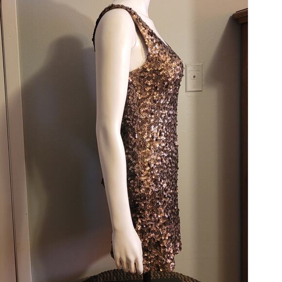 Amber Blue Gold Sequin Party Dress Small Slip Bodycon Cocktail Prom Holiday Sexy - Picture 10 of 11